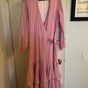Rachel Parcell Pink Wrap Ruffle Dress